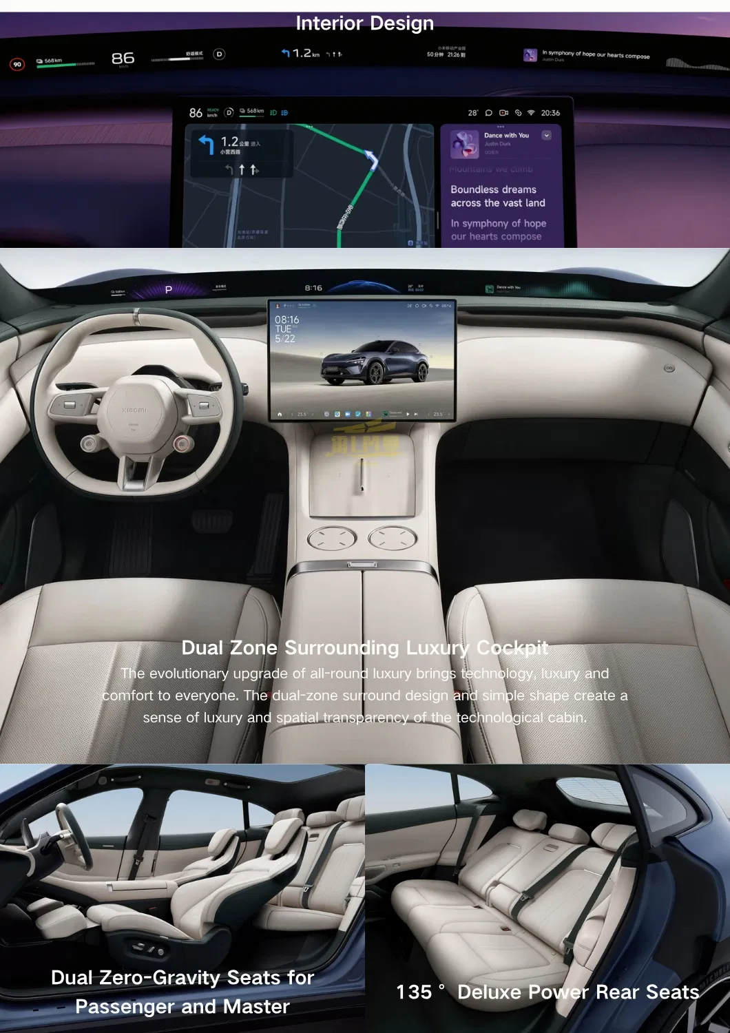 Rendimiento Potente Conectividad Xiao Mi Yu7 Auto Eléctrico para Conducción Urbana