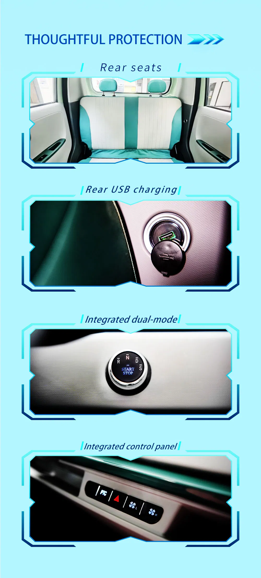 Detalle coche eléctrico mini EV barato