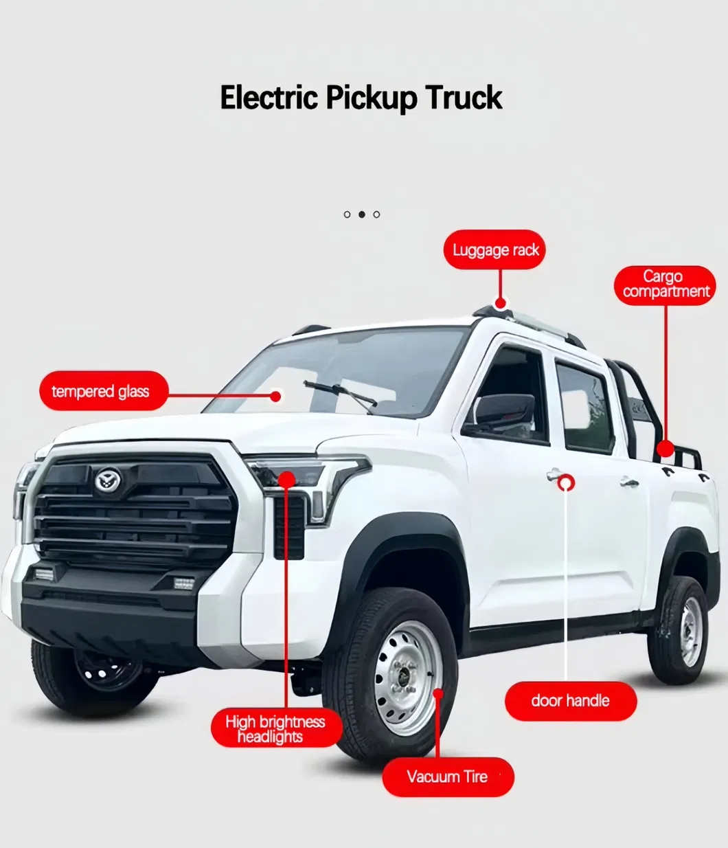 Vehículo Eléctrico de Lujo SUV de Cuatro Ruedas 3000W 4000W 5000W 6000W Mini Camión Eléctrico 4X4 Pickup con Caja de Carga Abierta Vehículo de Nueva Energía