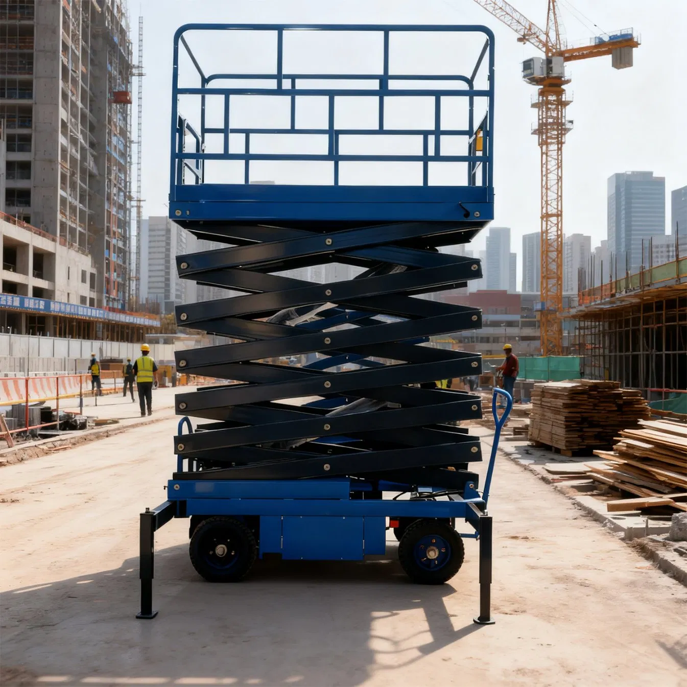 Elevador de tijera eléctrico móvil, plataforma elevadora de tijera para construcción