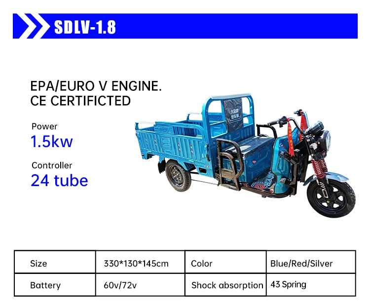 Rikshaw eléctrico de tres ruedas de largo alcance 3-Wheel para uso comercial de taxi