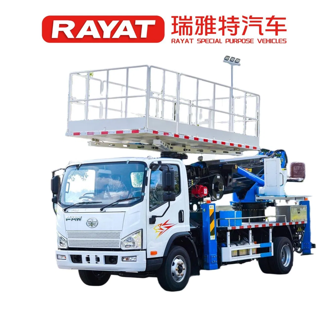 Fabricante chino Plataforma de rodillos giratorios FAW 23 Metro Plataforma de trabajo aéreo elevadora 800kg Capacidad elevador de brazo hidráulico con PTO neumático