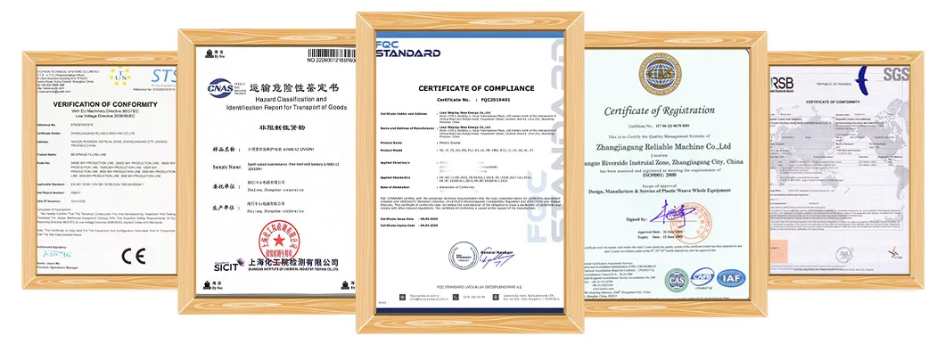 Certificados de exportación de la fábrica