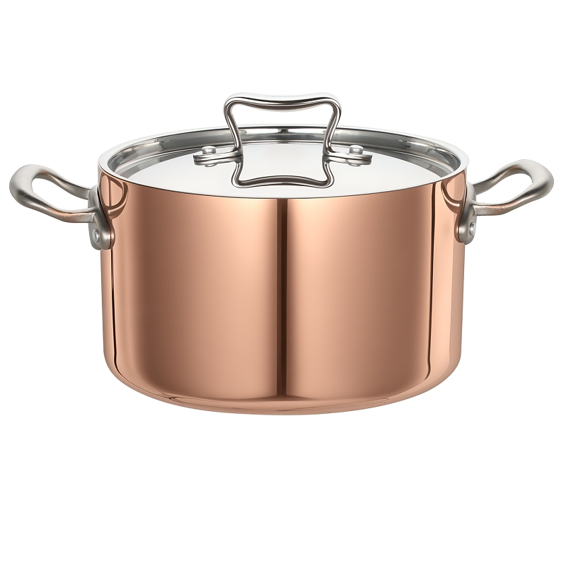 Factory Stainless Steel 3-Ply Copper Casserole Pot Saucepan Oval Cookware