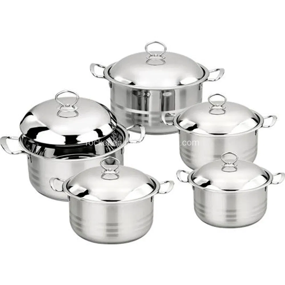 10PCS China Big Quality Heavy Duty Sets Wholesale Pots Stainless Steel Cookware Set