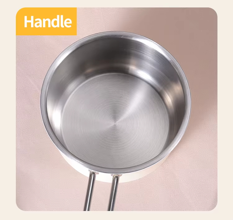 Korea Style 16cm Household Kitchen Induction&Gas Ceramic Coating Metal Cook Soup Pot Cookware Stainless Steel Sauce Pan