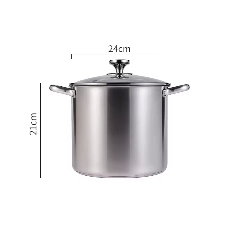 Korea Style Multipurpose Large Capacity Induction Stainless Steel 0.5 mm Encapsulated Based High Cookware Cooking Soup Stock Pot