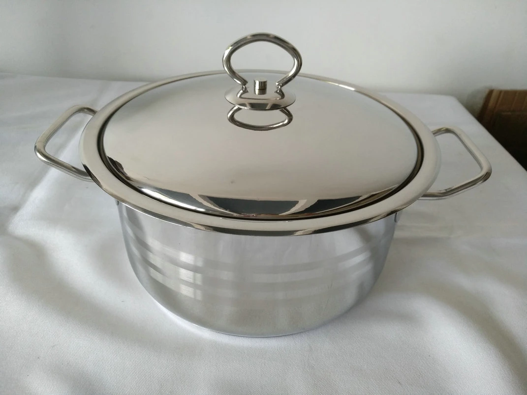 22cm Stainless Steel Wide Edge Stock Pot with Metal Lid