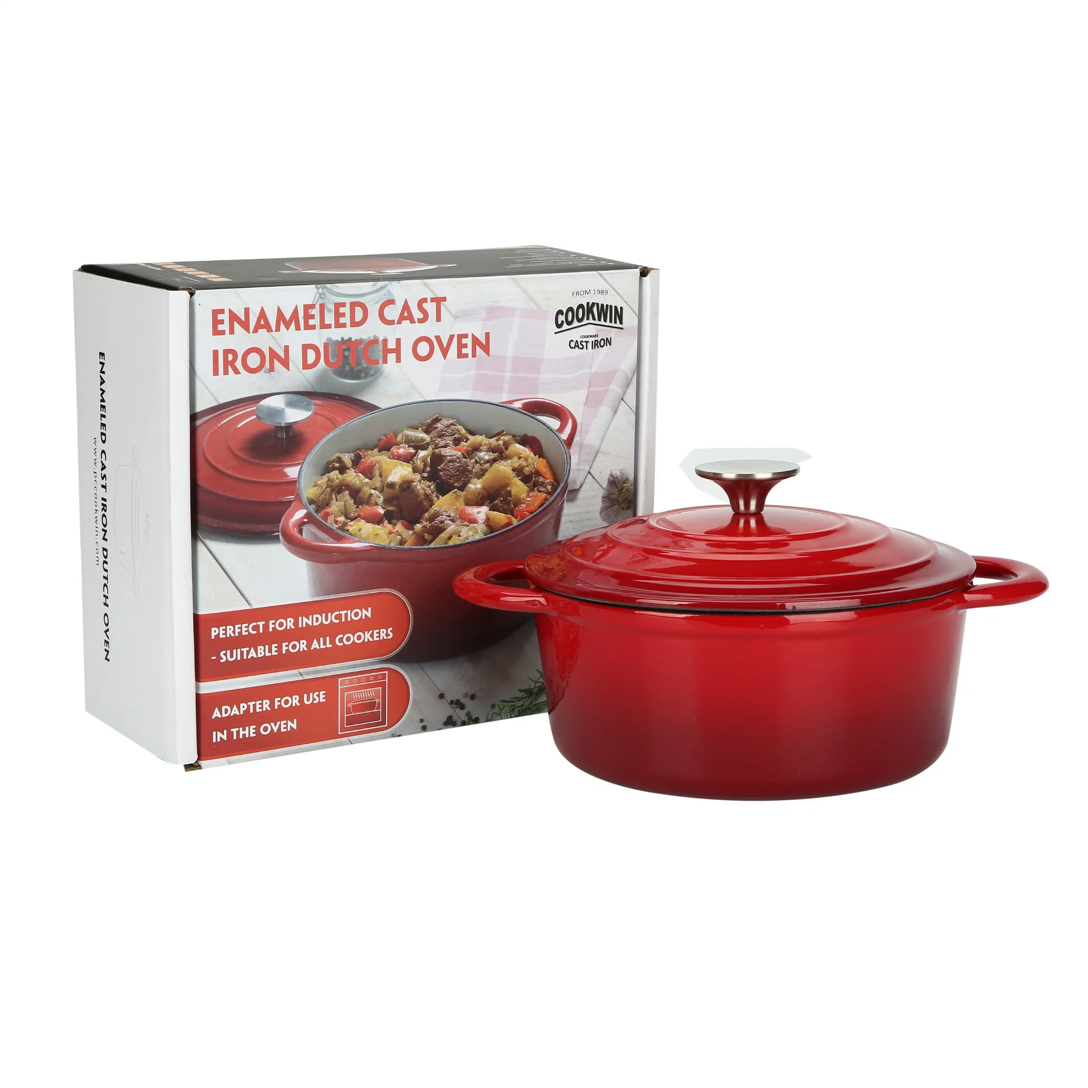 26cm 4.5L Enamel Cast Iron Casserole Stock Pot with Stainless Steel Knob