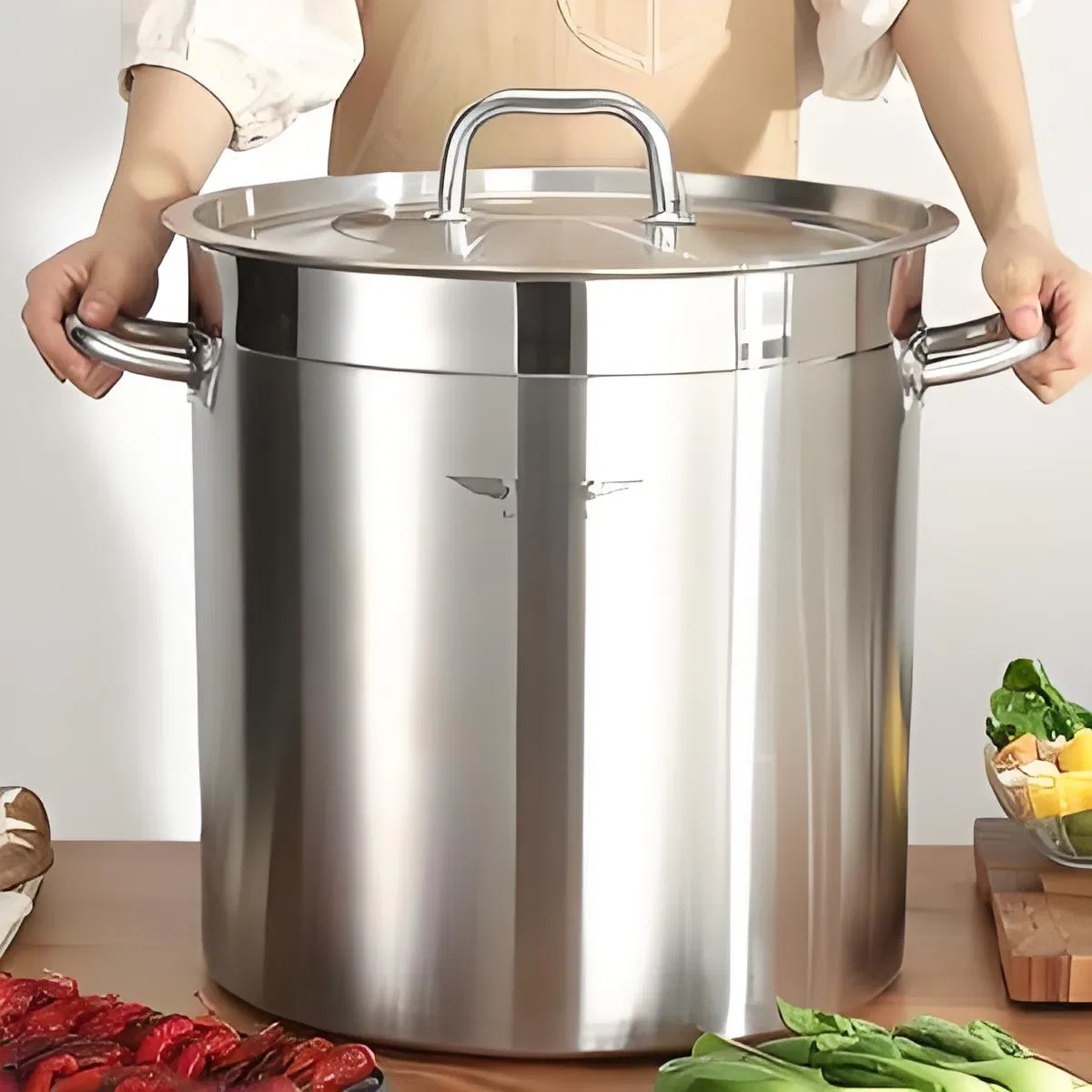 Extra-Large Stainless Steel Stock Pot with Ergonomic Handles