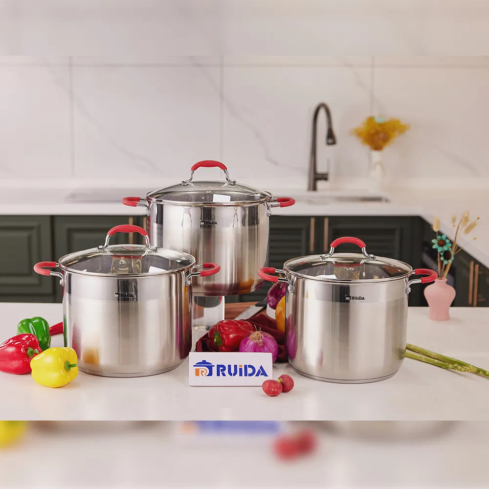 6PCS Stainless Steel Cookware Set Induction Bottom Stockpot