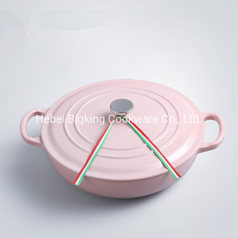 Color Cast Iron Enamel Shallow Dutch Oven-30cm