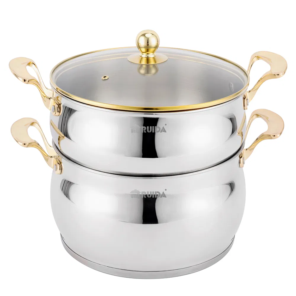 China Wholesale Luxury 3PCS Stainless Steel Steamer Cookware Set