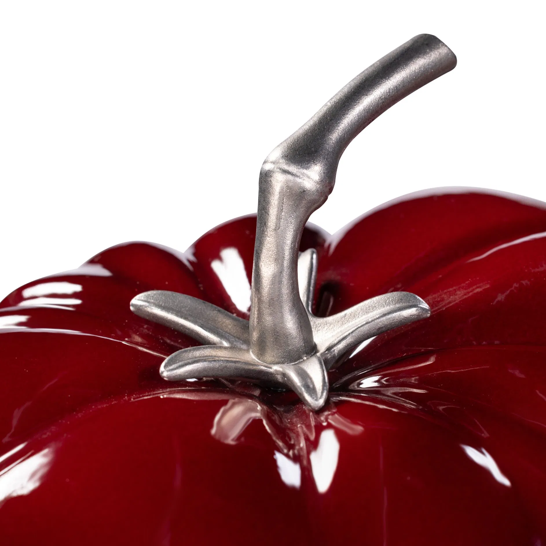 Tomato Shaped Enameled Dutch Oven with Stainless Steel Stem Handle Heavy Cast Iron Dutch Oven