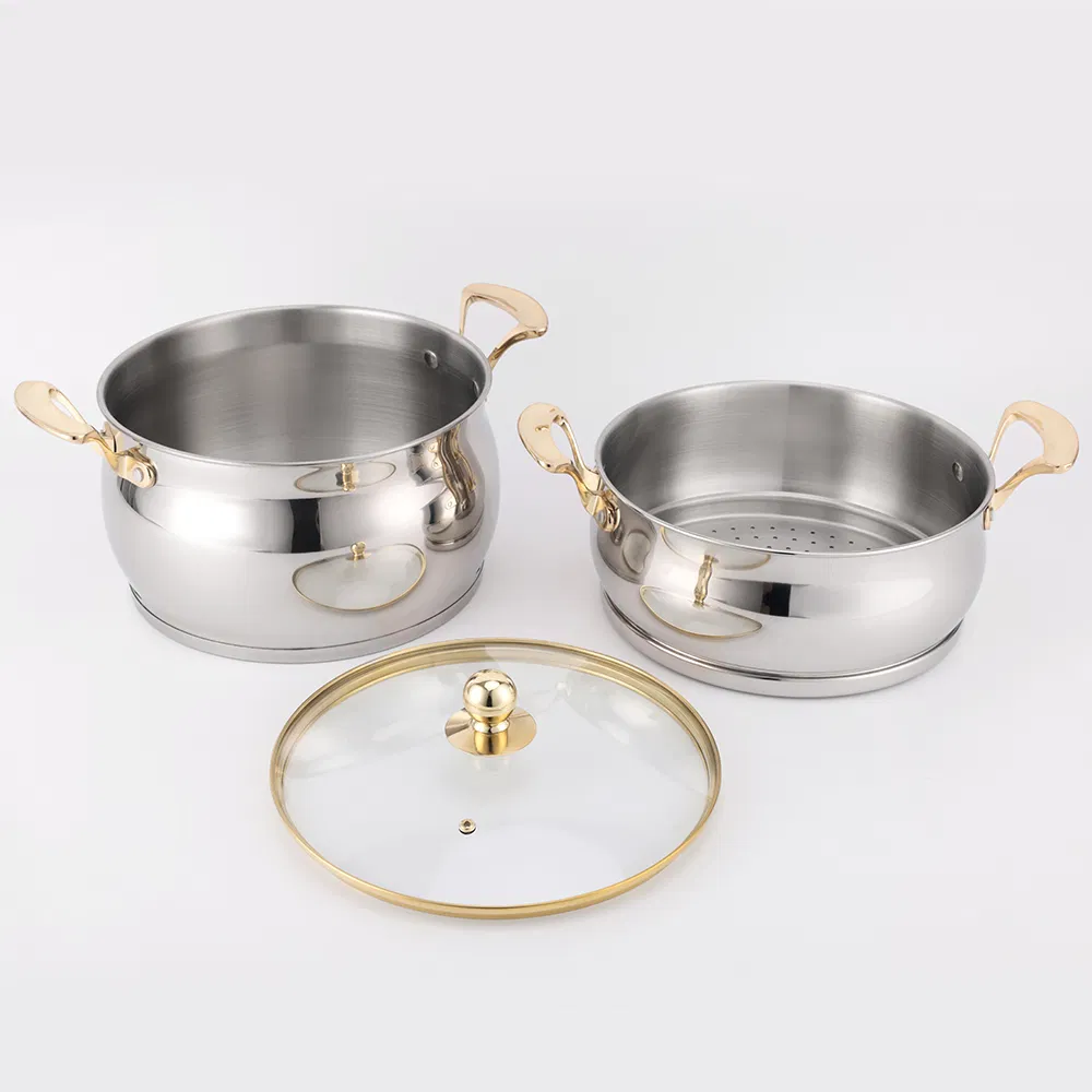 China Wholesale Luxury 3PCS Stainless Steel Steamer Cookware Set