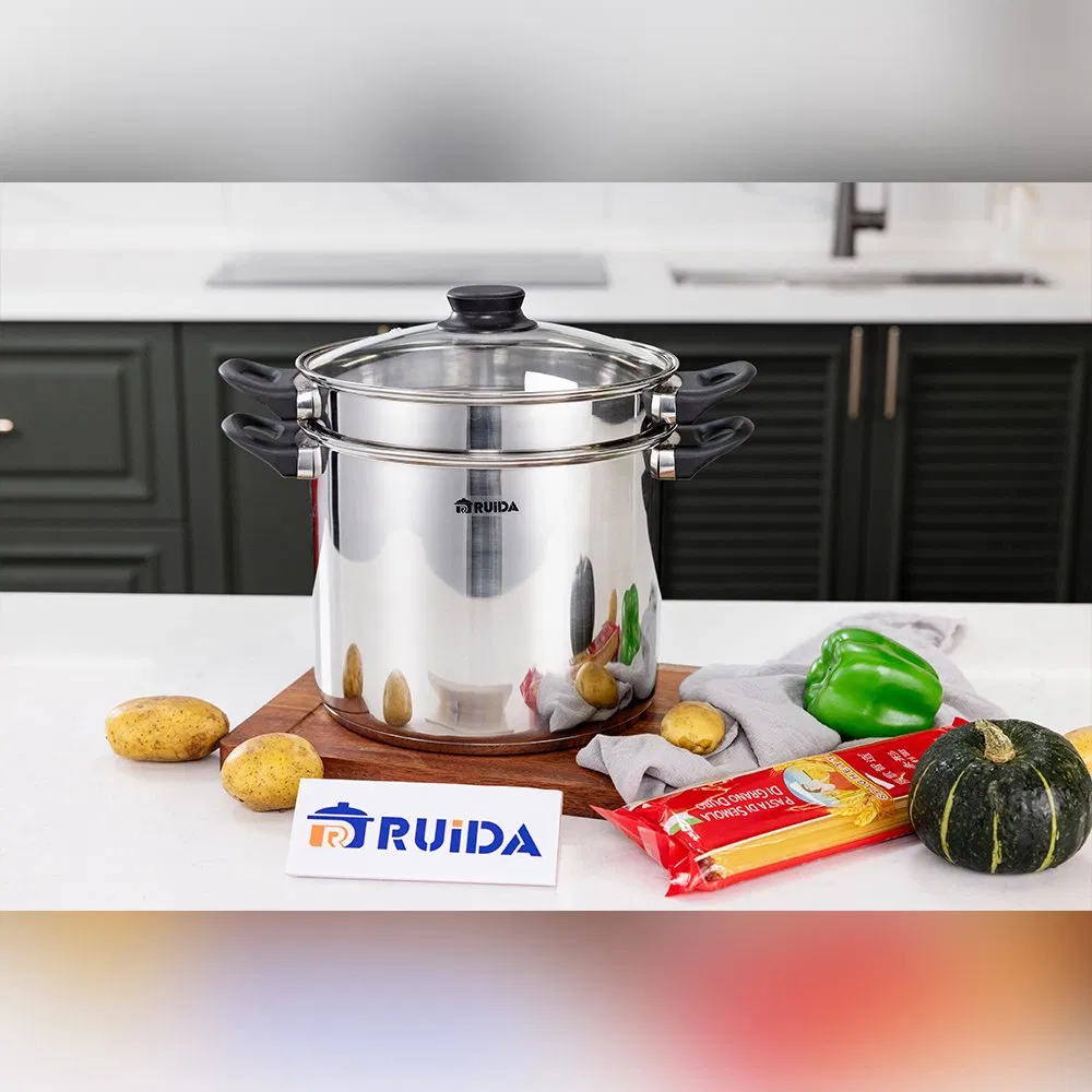 Bakelite Handle 3PCS Stainless Steel Cookware Set with Steamer