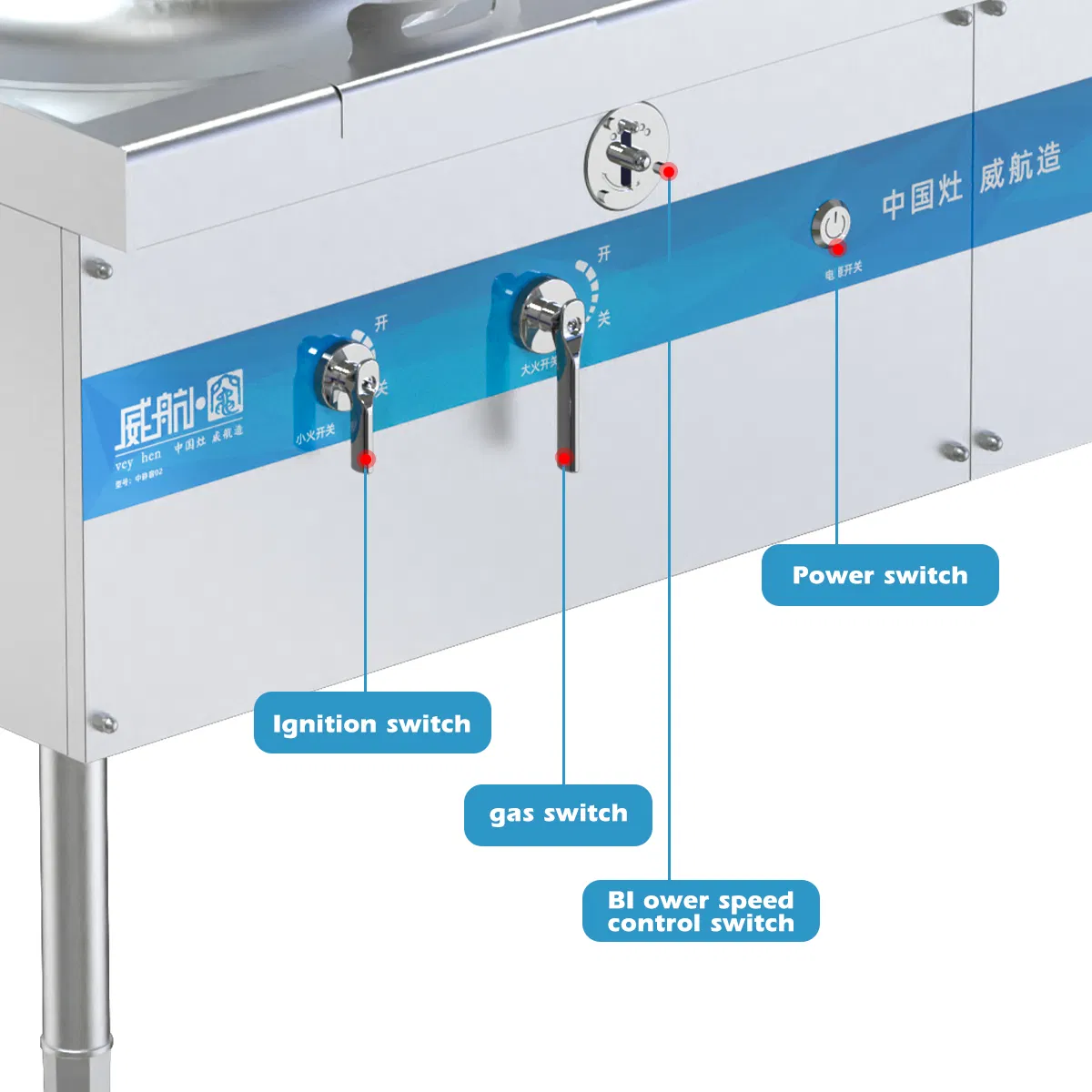 Heavy-Duty Industrial Gas Stove with Silent Chinese Wok Burners