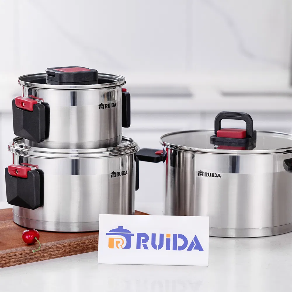 Custom Silicon Cookware Set, 6/8/12PCS Stainless Steel Kitchenware Cookware with Induction Base