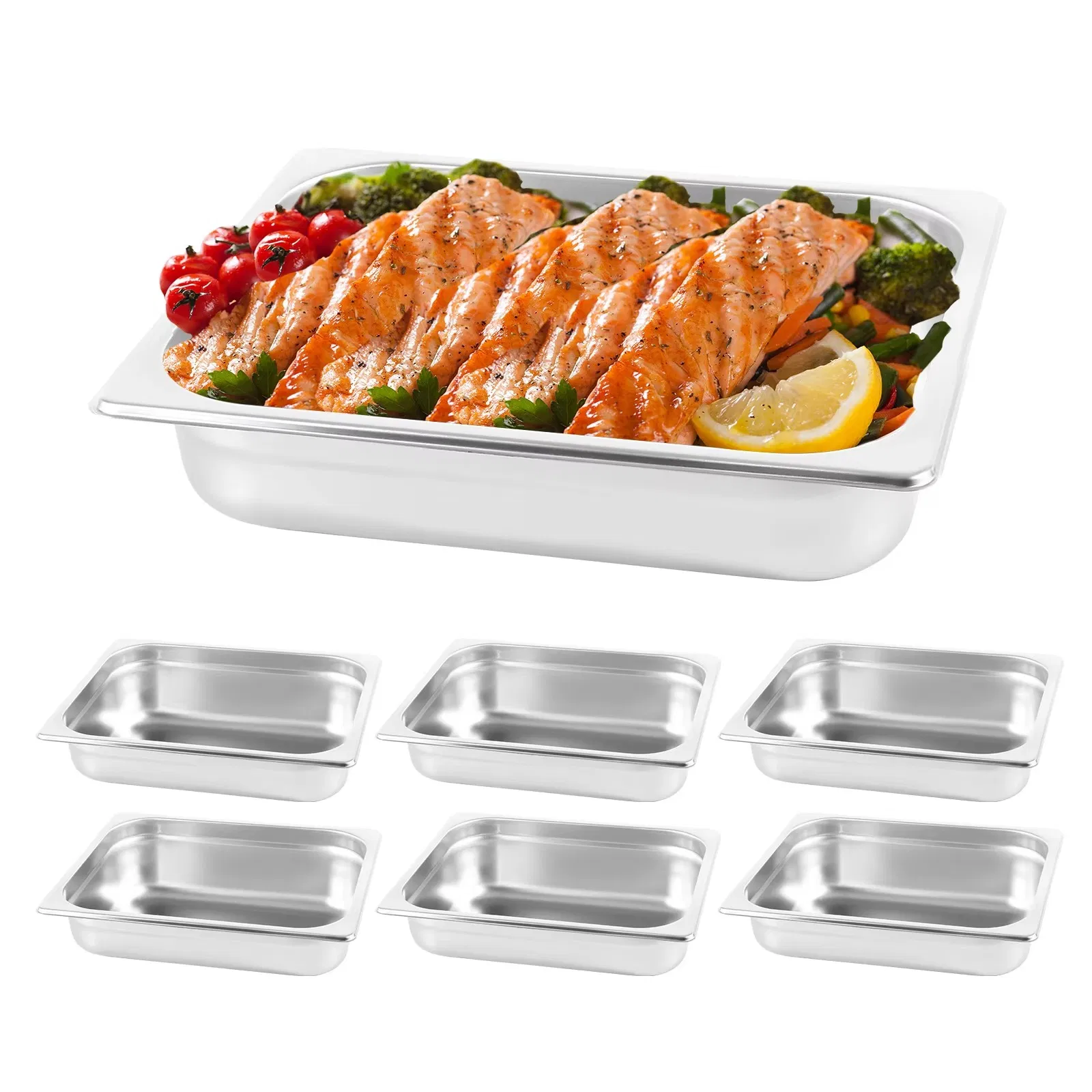 Gastronomy Standard Shallow Cover Steel Gastronorm Food Containers Pan Service Buffet 304 Stainless Steel Gn Pans Set