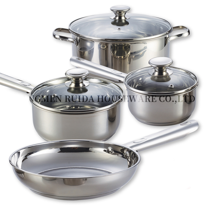 Wholesale 8PCS Stainless Steel Cookware Stock Pot Milk Pan Frying Pan