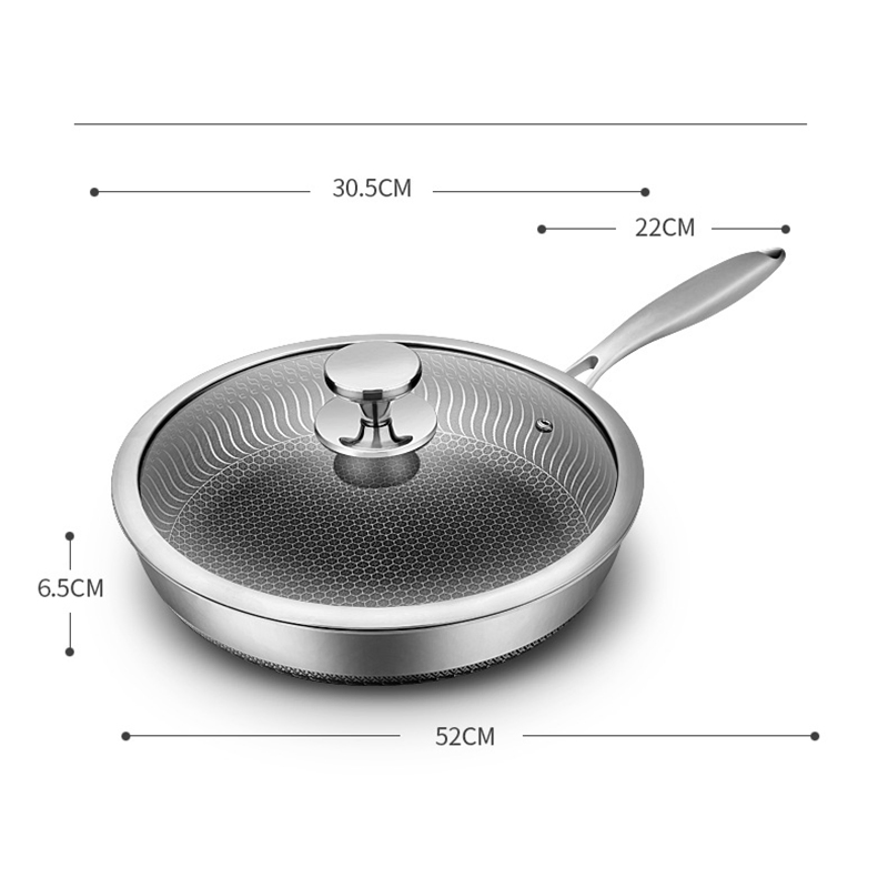 Non-Dtick Flat Bottomed Steak Pancake 316 Stainless Steel Frying Pan