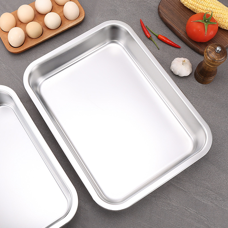 Stainless Steel Steam Pans &amp; Baking Sheets: Rectangular and Square Flat Bottom Pans for Commercial Cooking, Buffet, and Roasting Fish