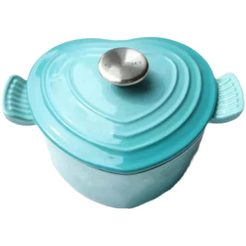 Enameled Heart with Stainless Steel Knob, Cerise Cast Iron Dutch Oven 2.5 Quart