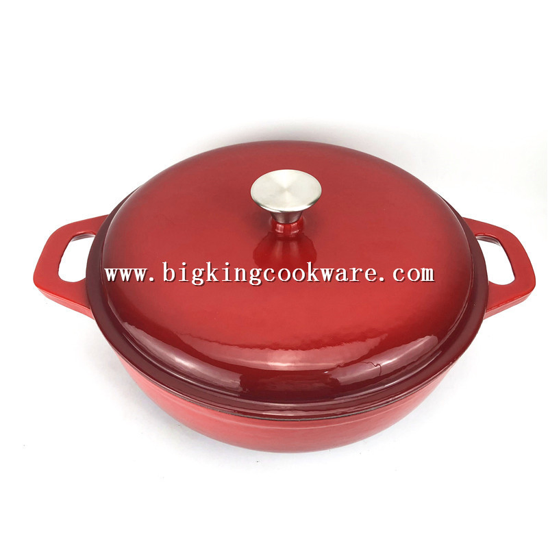 7 Qt Classic Red Oval Enamel Cast Iron Dutch Oven with Self Basting Lid (Red)