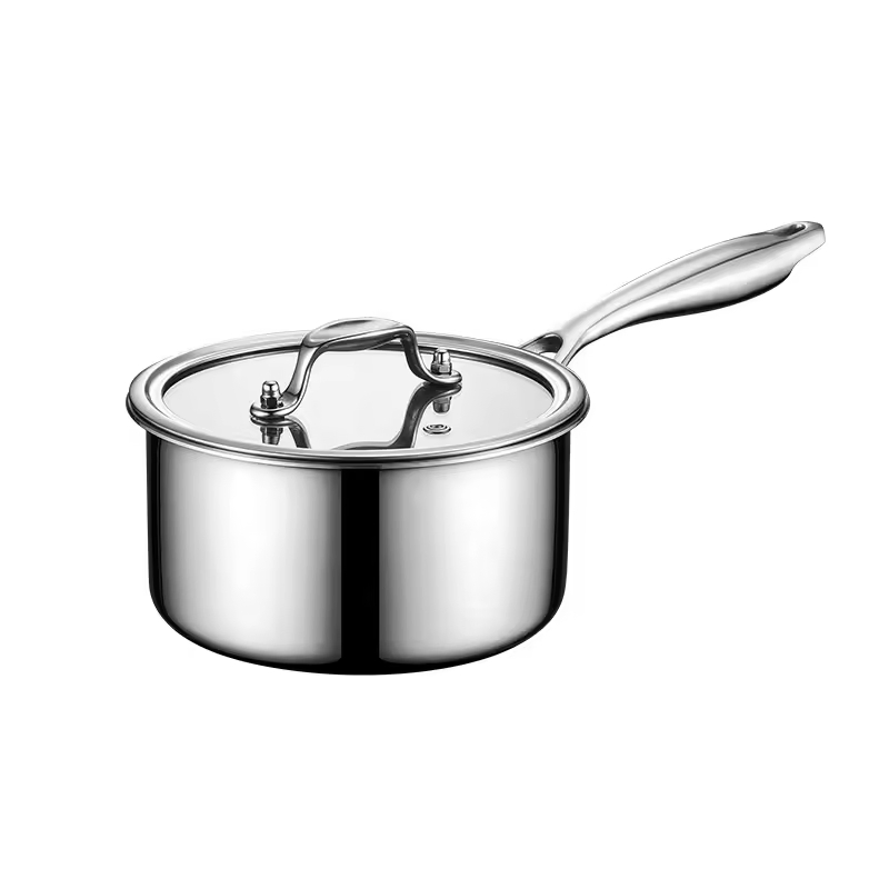 Direct Sale Tri-Ply 304 Stainless Steel Sauce Pan Kitchen Non Stick Mini Milk Pan with Cover
