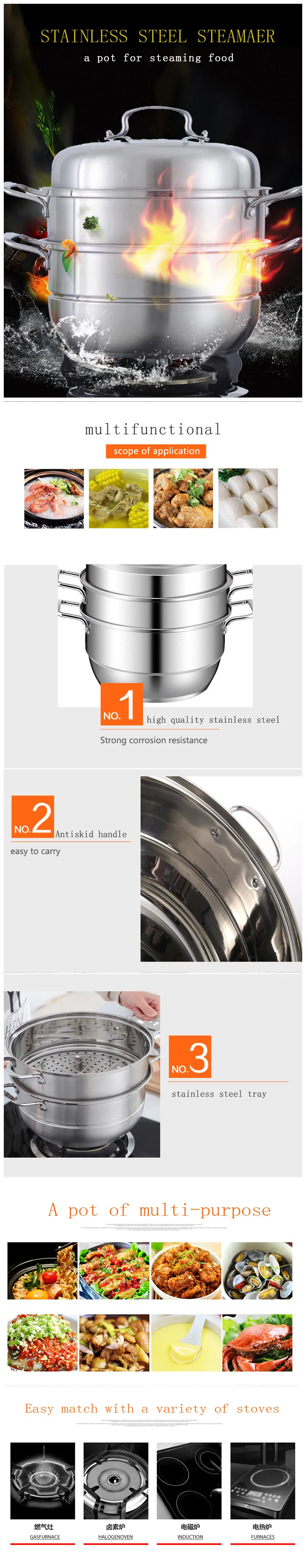 Premium Cookware Stainless Steel Steamer Pot