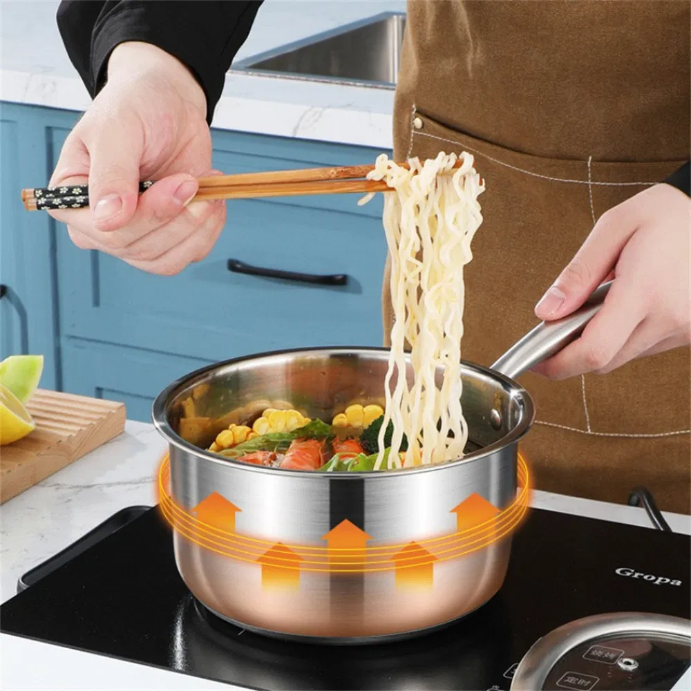 Camping BBQ Metal Milk Boiling Pan Stainless Sauce Pot Saucepan Induction Cooker Easy Grip Stainless Steel Sauce Pan Milk Pan