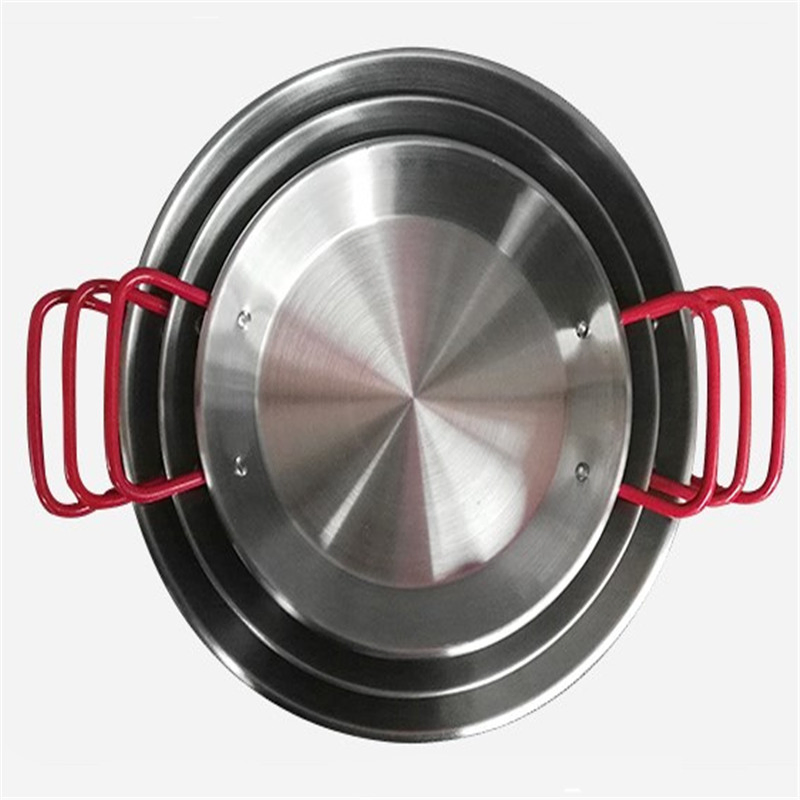 China Professional Kitchen Cooking Tool Chicken Fruit Plate Seafood Frying Pot Induction Skillet 24cm 26cm 28cm 30cm 32cm Non-Stick Stainless Steel Paella Pan