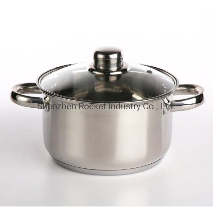 Glass Lid Induction Bottom Stainless Steel Casserole Cooking Pot Cookware