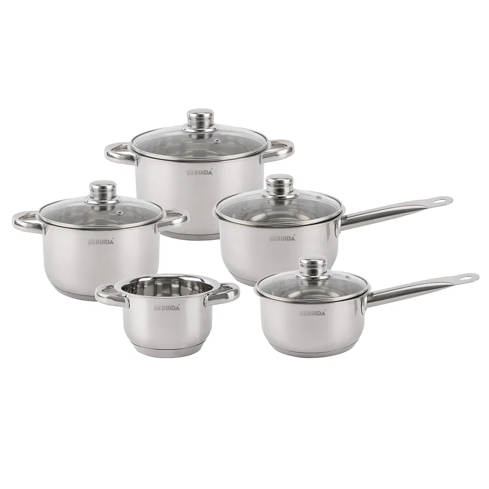 Professional Induction 9PCS Kitchen Utensils Appliance Stainless Steel Cookware