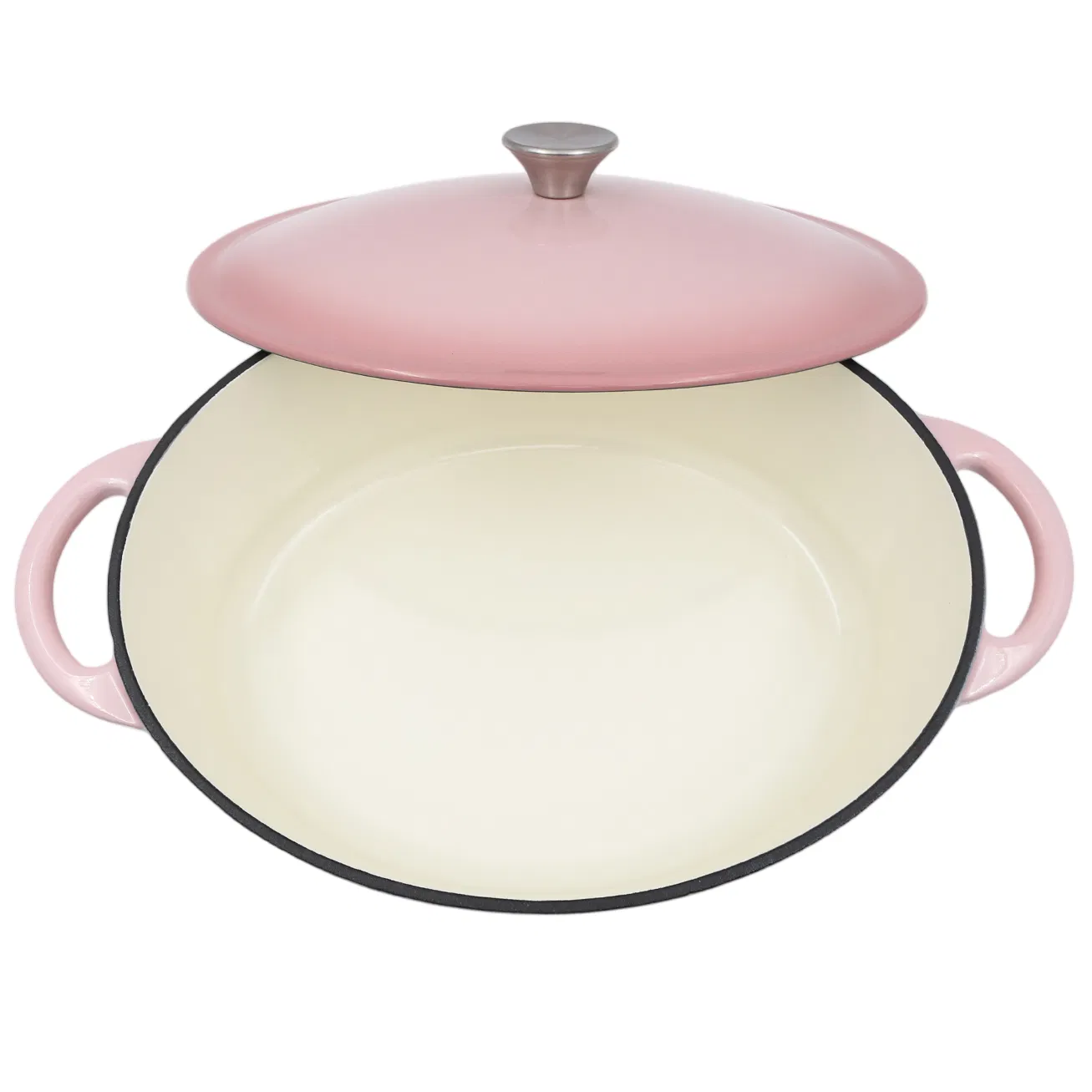 Pink Enameled Cast Iron Dutch Oven with Stainless Steel Knob