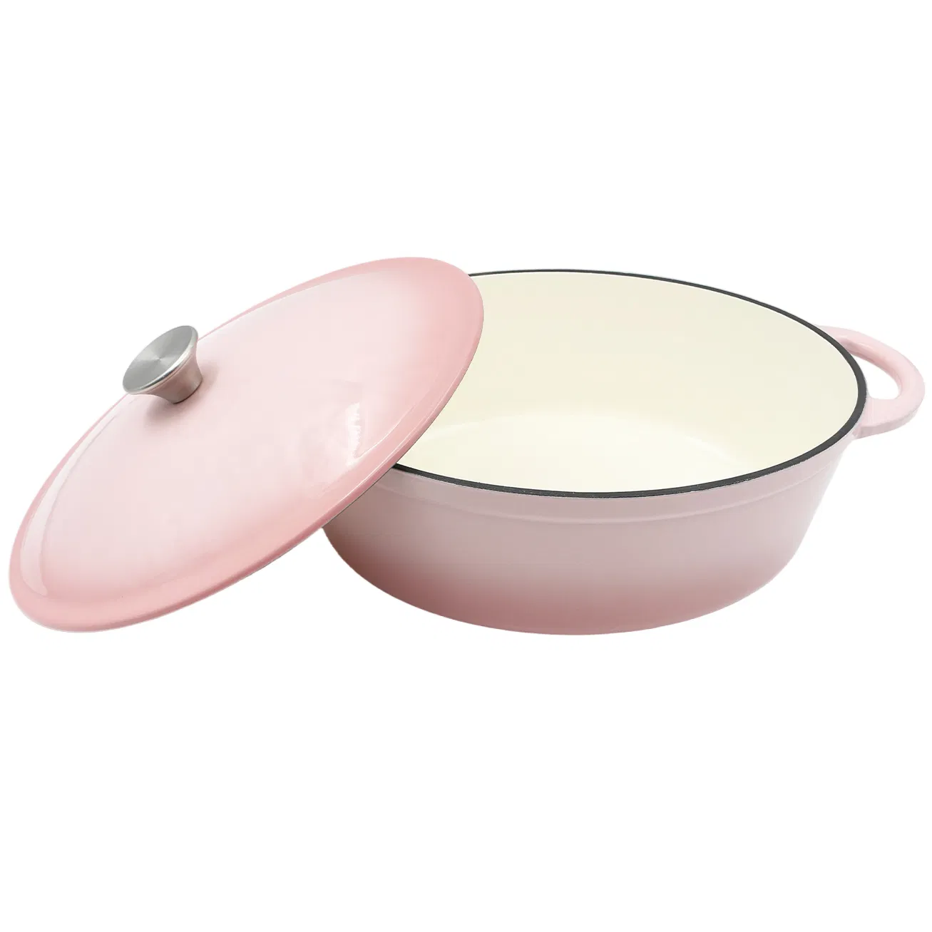 Pink Enameled Cast Iron Dutch Oven with Stainless Steel Knob