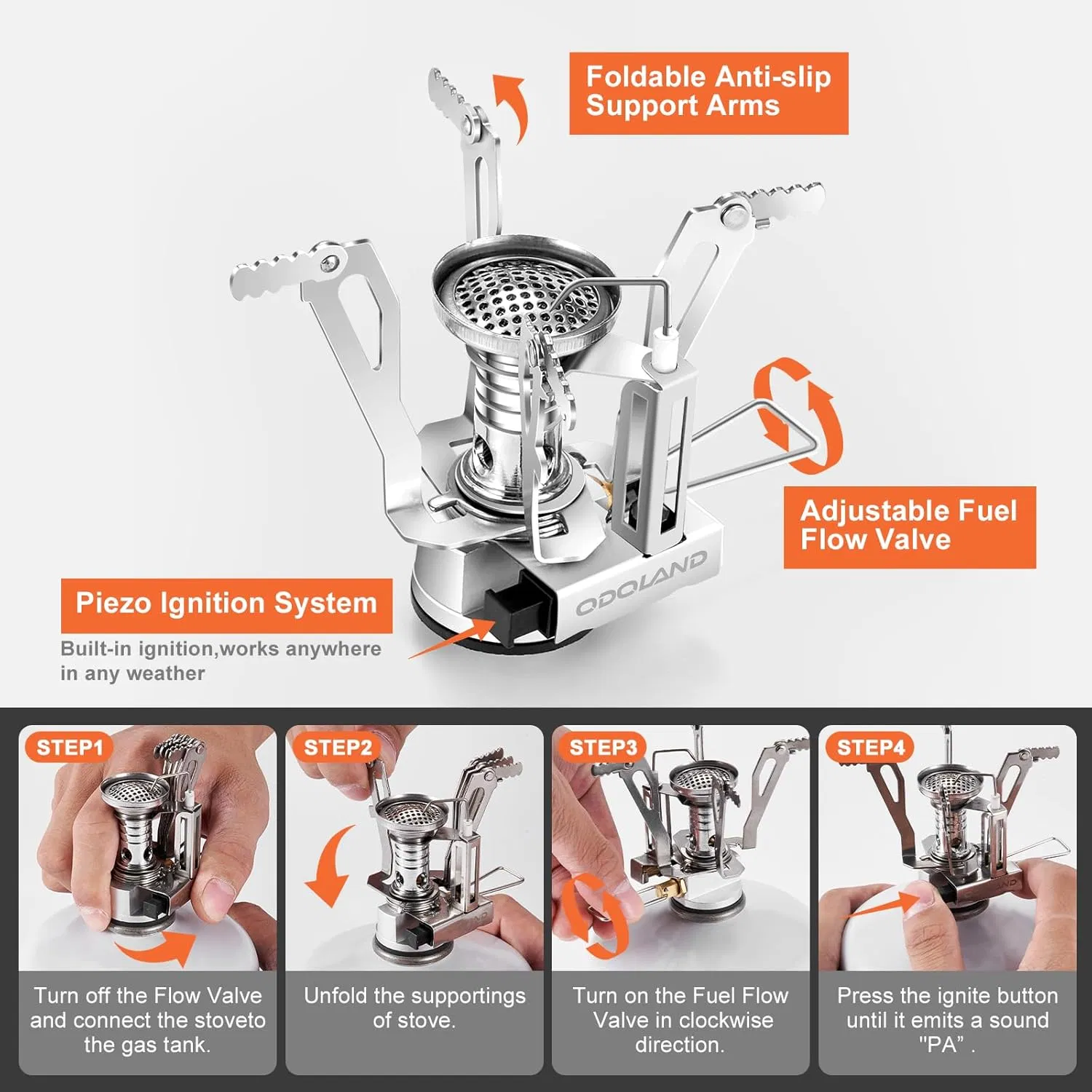 Lightweight Stainless Steel Camping Cookware Set with Pot Spork Cup Cleaning Cloth