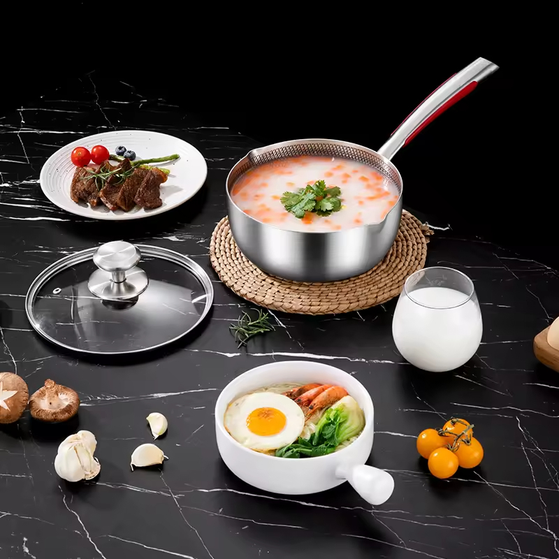 Customized 316 Stainless Steel Multifunctional Wok Pan Non-Stick Snow Pan and Honeycomb Fryer Modern Design Milk Pan Cookware