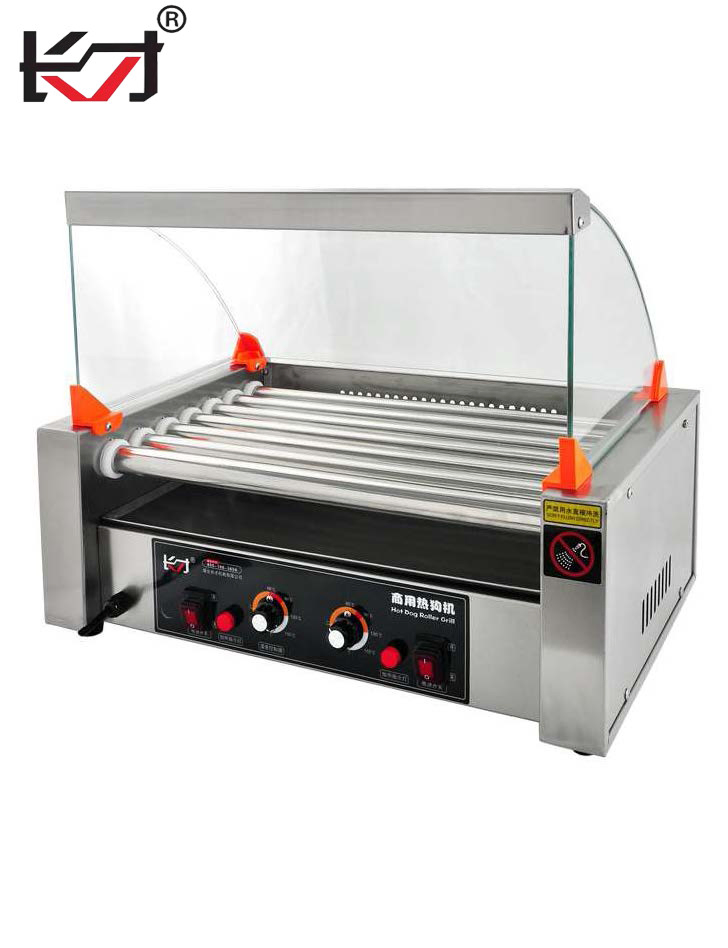 Commercial Hot Dog Rolling Grill Machine Electric Machine with Cover Commercial Grade High Performance Stainless Steel Multifunction Hot Dog Grill