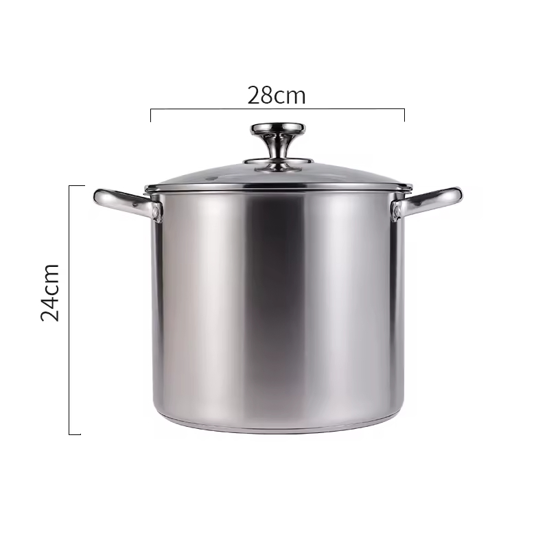 Korea Style Multipurpose Large Capacity Induction Stainless Steel 0.5 mm Encapsulated Based High Cookware Cooking Soup Stock Pot
