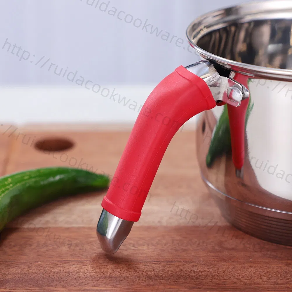 Professional Kitchenware Stainless Steel Milk Cup Cookware with Red Silicone
