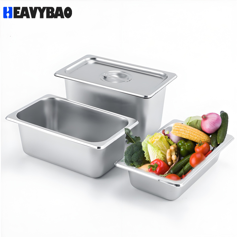 Heavybao Stainless Steel Gn1/1 Gastronorm Pan Commercial Kitchenware Buffet Food Container