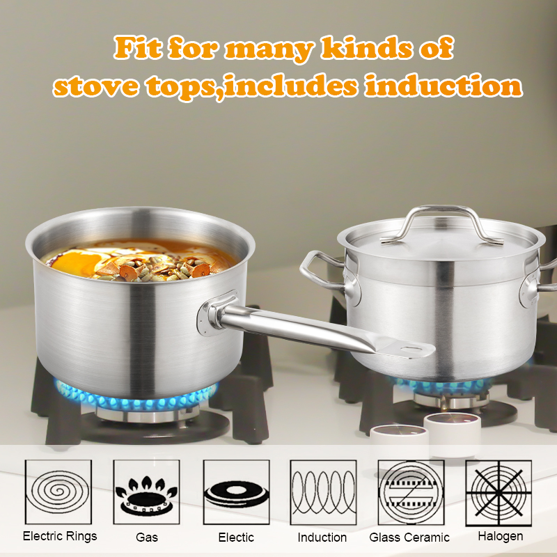 Daosheng 10cm High Body Gas Stove Induction Cooker Easy Grip Stainless Steel Cookware Sauce Pan Milk Pan