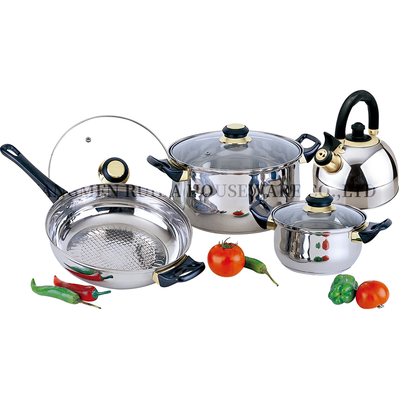 Home Cook Induction Kettle 8PCS Stainless Steel Cooking Pots Cookware with Lid