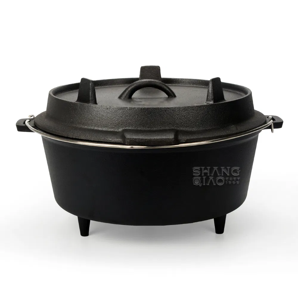 Customized Logo Pre-Seasoned Round Outdoor Cast Iron Cookware Camping Pot Dutch Oven