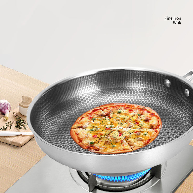 Stainless Steel Non-Stick Frying Pan Honeycomb Wok for Iduction Stove