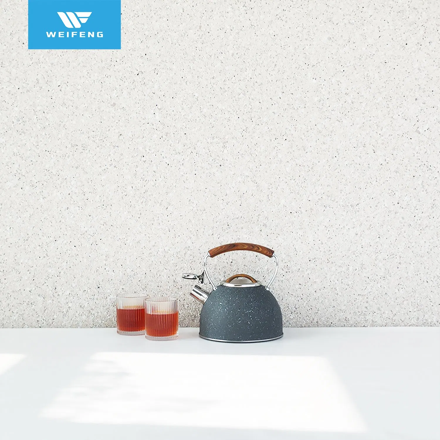 3.0L Grey Color Whtie Dots Stainless Steel Whistling Kettle with Wood Handle, Cookware