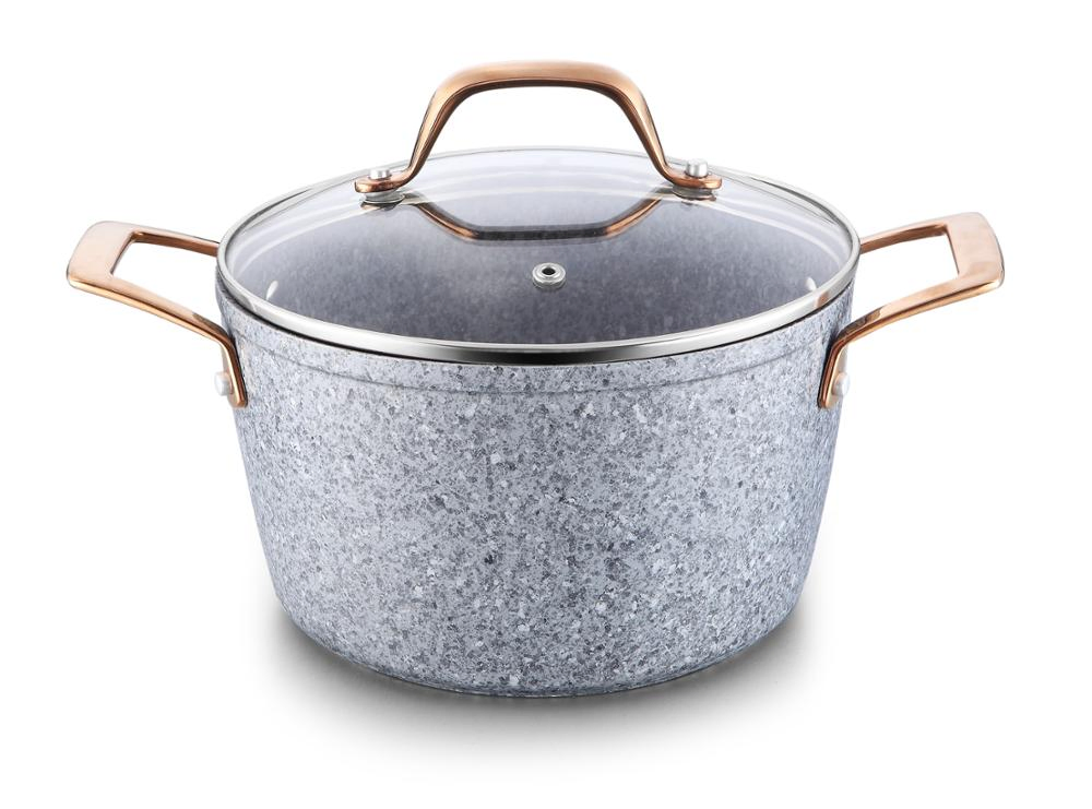 Granite Coating Aluminum Non Stick Kitchen Utensils Sets with Stainless Steel Handle Pots and Pans Forged Cookware Set with Induction Bottom