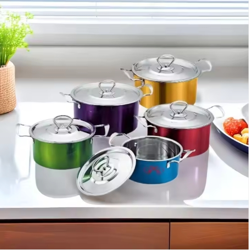 Manufacturer's European American Stainless Steel 5-Piece 6-Piece Soup Pot Milk Pot Frying Pan Set Wholesale Mutual