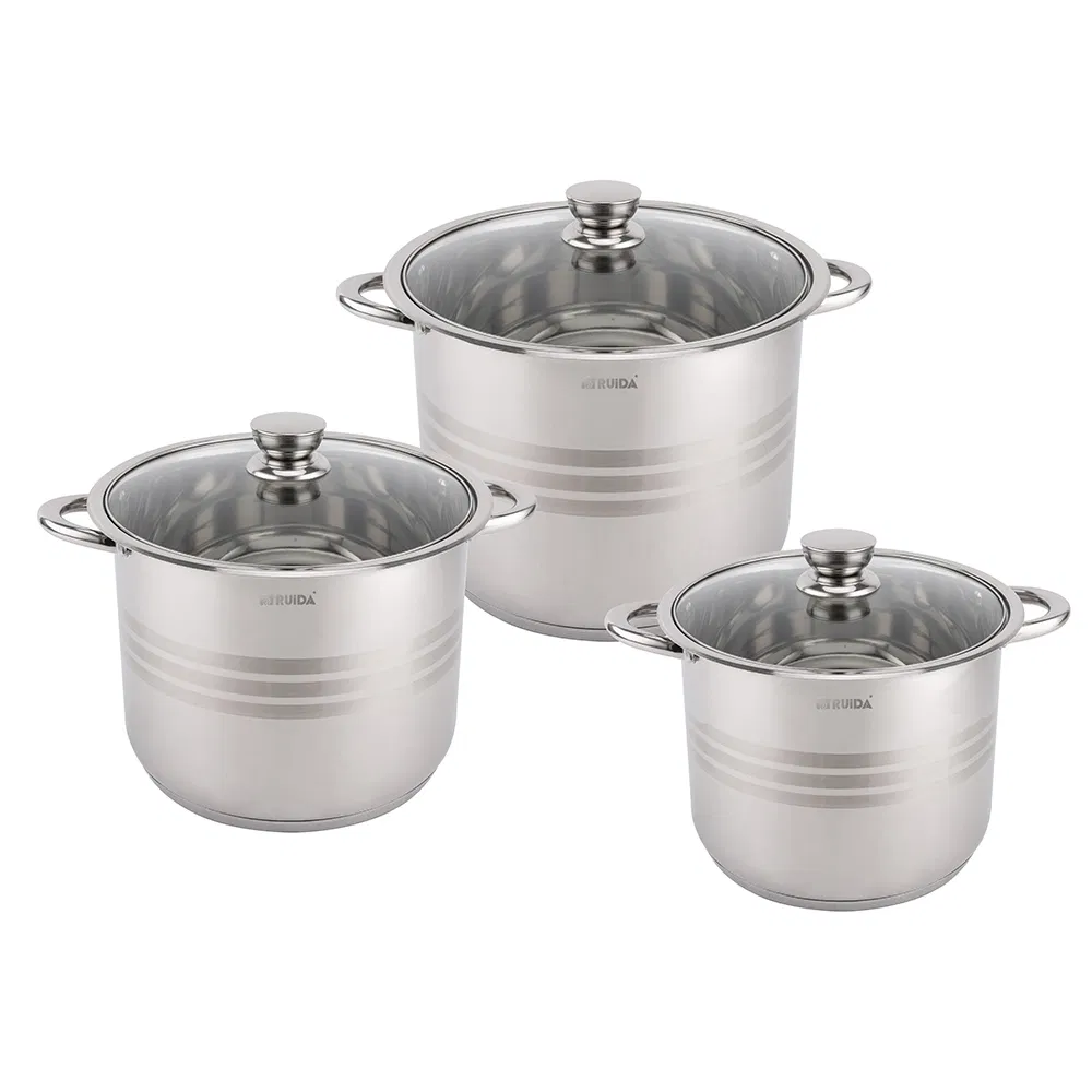 Wholesale Big Capacity 6 PCS Stock Pot Stainless Steel 201
